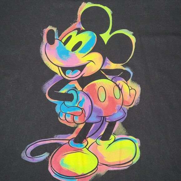 Disney Store SS Black Mickey Mouse Neon Paint - Size XXL - Picture 1 of 4